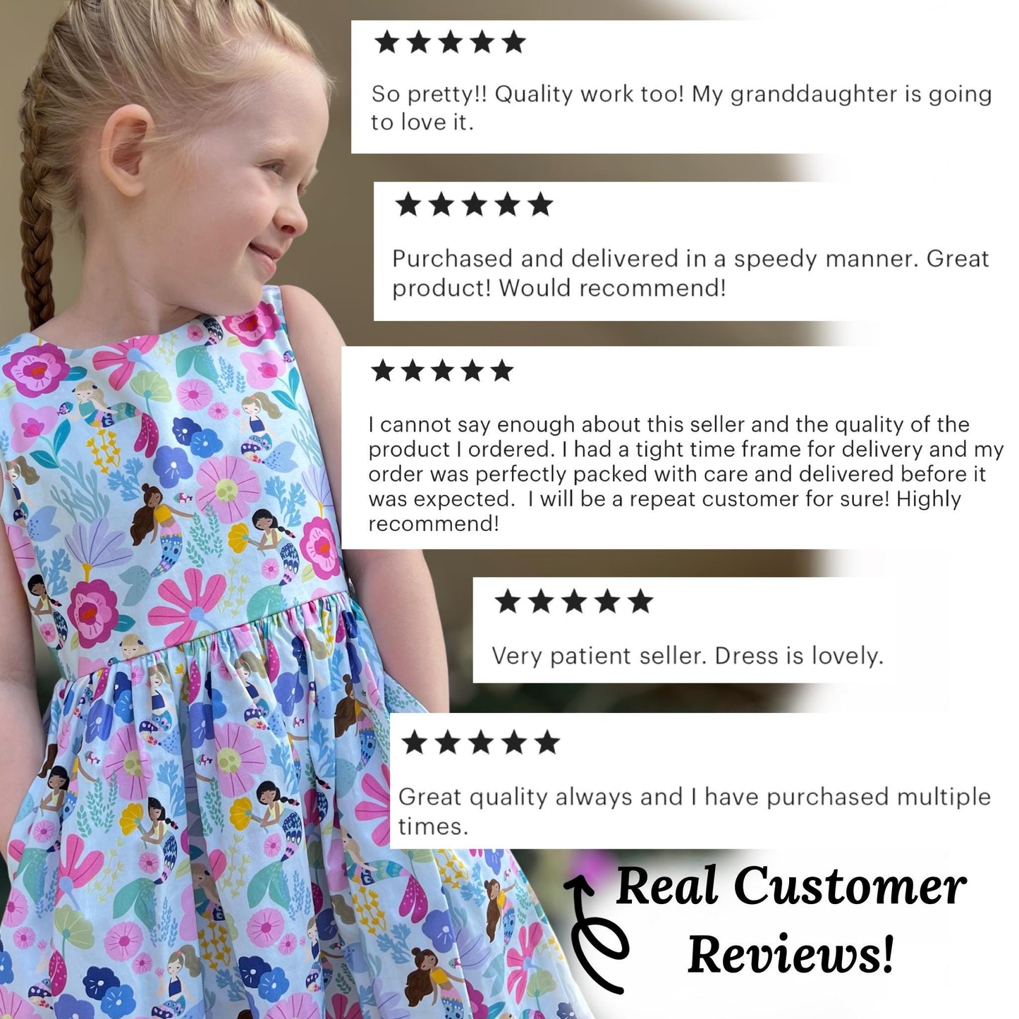 Girls Bright Cotton Dress With Pockets