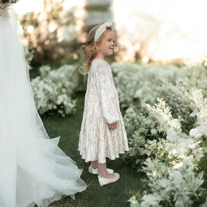 Tiered Crushed Velvet Girls Dress