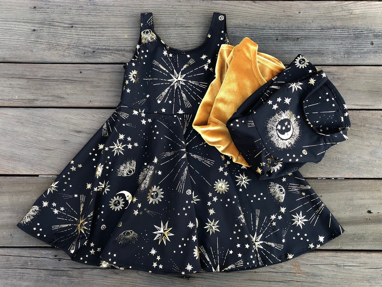 Black and Metallic Gold Dress
