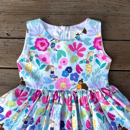 Girls Bright Cotton Dress With Pockets