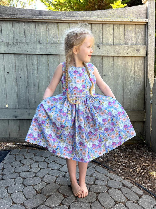 Girls Bright Cotton Dress With Pockets