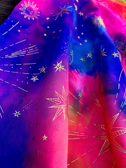 Rainbow Metallic Gold Moon Girls Dress