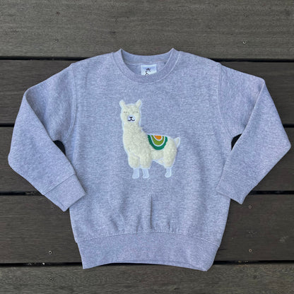Fuzzy Llama Embroidered Sweatshirt