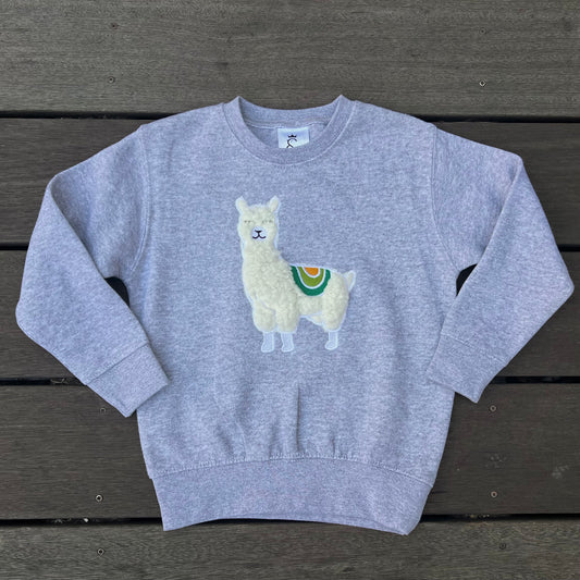 Fuzzy Llama Embroidered Sweatshirt