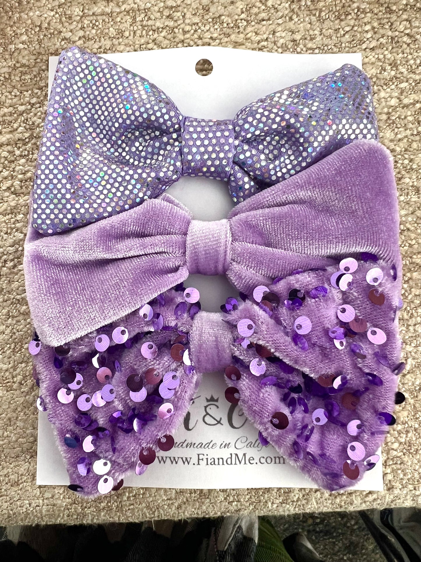 Girls Lavender Hair Bows set of three