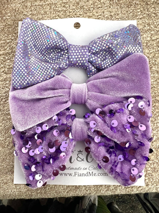 Girls Lavender Hair Bows set of three