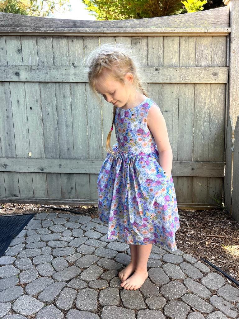 Girls Bright Cotton Dress With Pockets