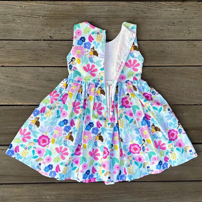 Girls Bright Cotton Dress With Pockets
