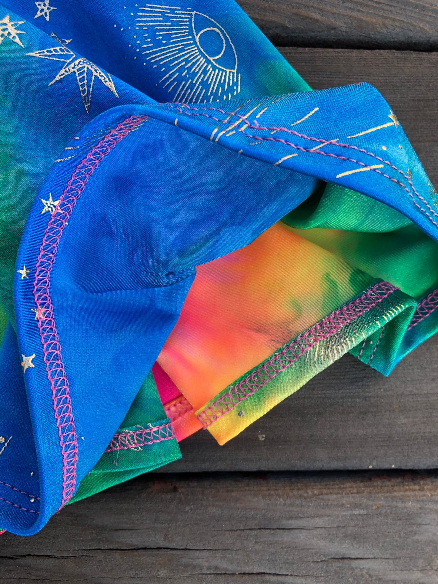 Rainbow Metallic Gold Moon Girls Dress
