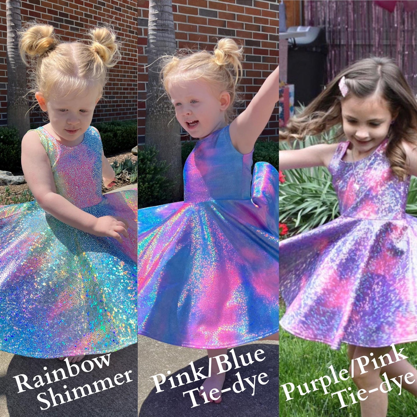 Shimmer Twirly Dresses - Solid Color Collection