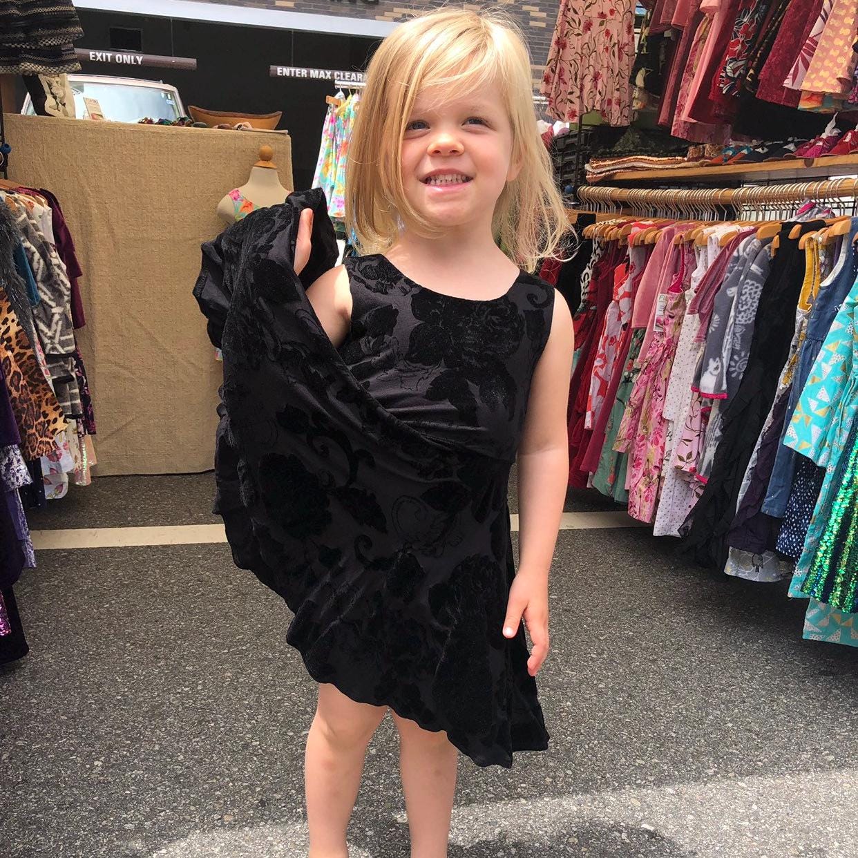 Girls Floral Cotton Velvet Twirly Dress