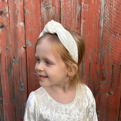 Ivory Tiered Velvet Girls Dress