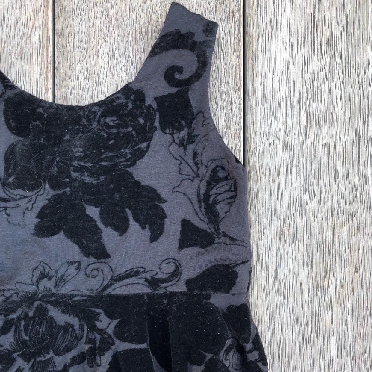 Girls Floral Cotton Velvet Twirly Dress
